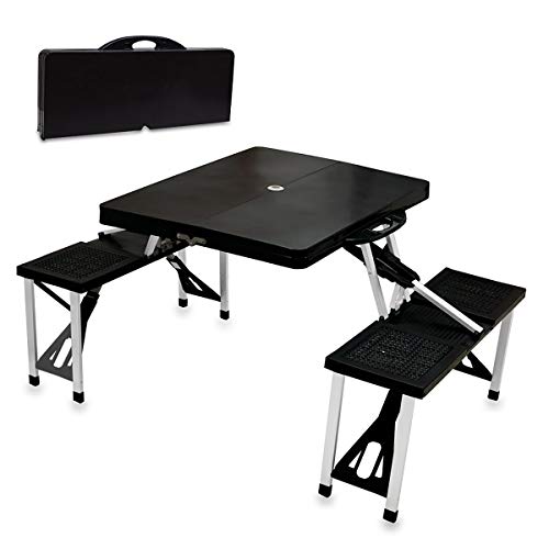 PICNIC TIME Portable Folding Picnic Table with Seats for 4, Collapsible Aluminum Table with Benches & Umbrella Hole, Lightweight Foldable Table for Camping, Travel, Backyard, Tailgating (Red)