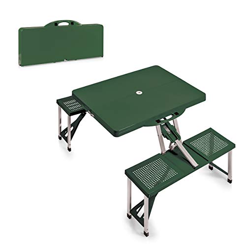 PICNIC TIME Portable Folding Picnic Table with Seats for 4, Collapsible Aluminum Table with Benches & Umbrella Hole, Lightweight Foldable Table for Camping, Travel, Backyard, Tailgating (Red)