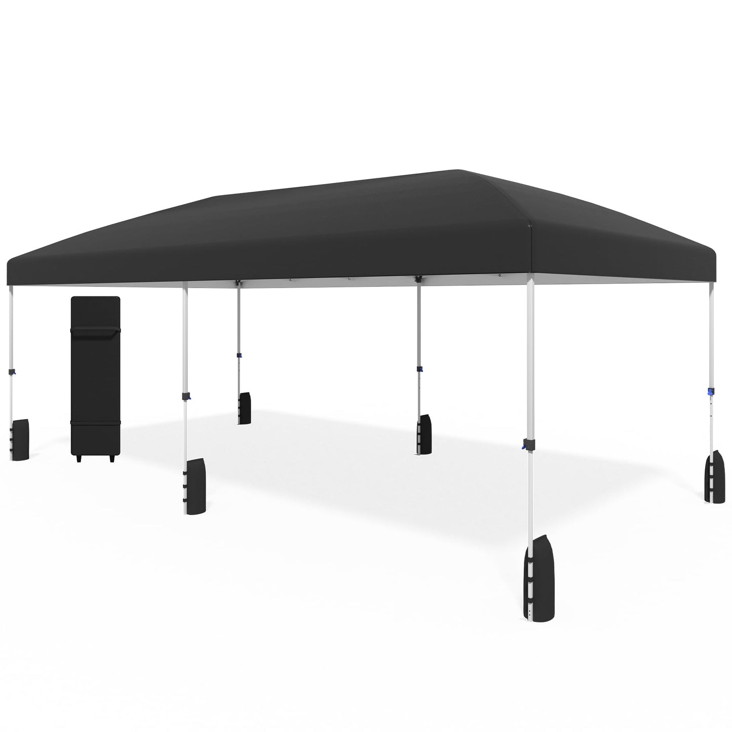 10x10 Pop Up Canopy - Instant Setup Beach Tent with Wheeled Carry Bag, 8 Sandbags & 4 Guy Lines - Portable Sun Shade for Camping, Events, Silver Coated Top, White