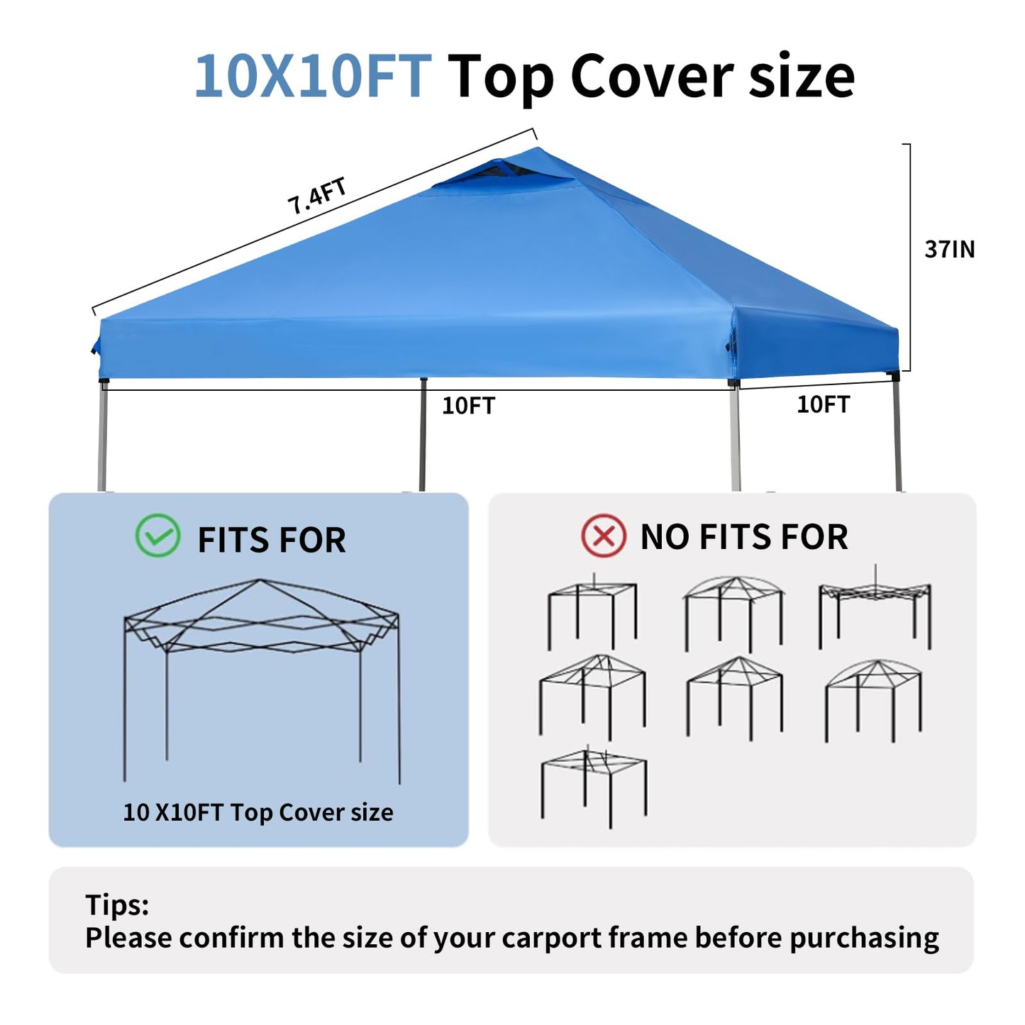 10x10 Canopy Replacement Top, Pop Up Tent with Air Vent for Straight Leg Frame, Waterproof with Windproof Ropes for Garden Patio Camping (Top Only) (White)
