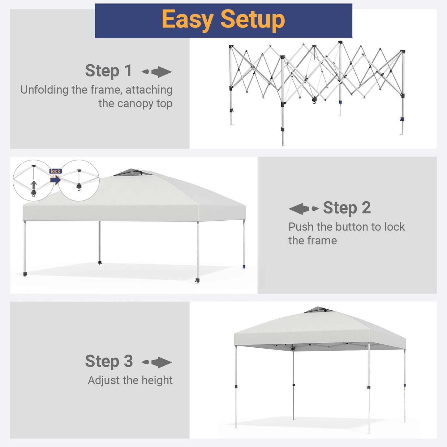 10x10 Pop Up Canopy - Instant Setup Beach Tent with Wheeled Carry Bag, 8 Sandbags & 4 Guy Lines - Portable Sun Shade for Camping, Events, Silver Coated Top, White