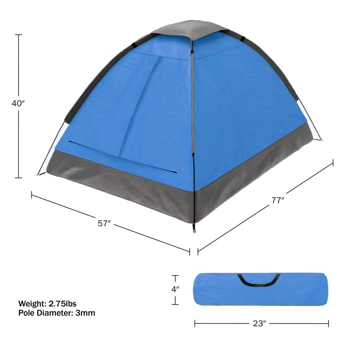 2-Person Dome Tent – Easy Set Up Shelter with Rain Fly and Carrying Bag for Camping