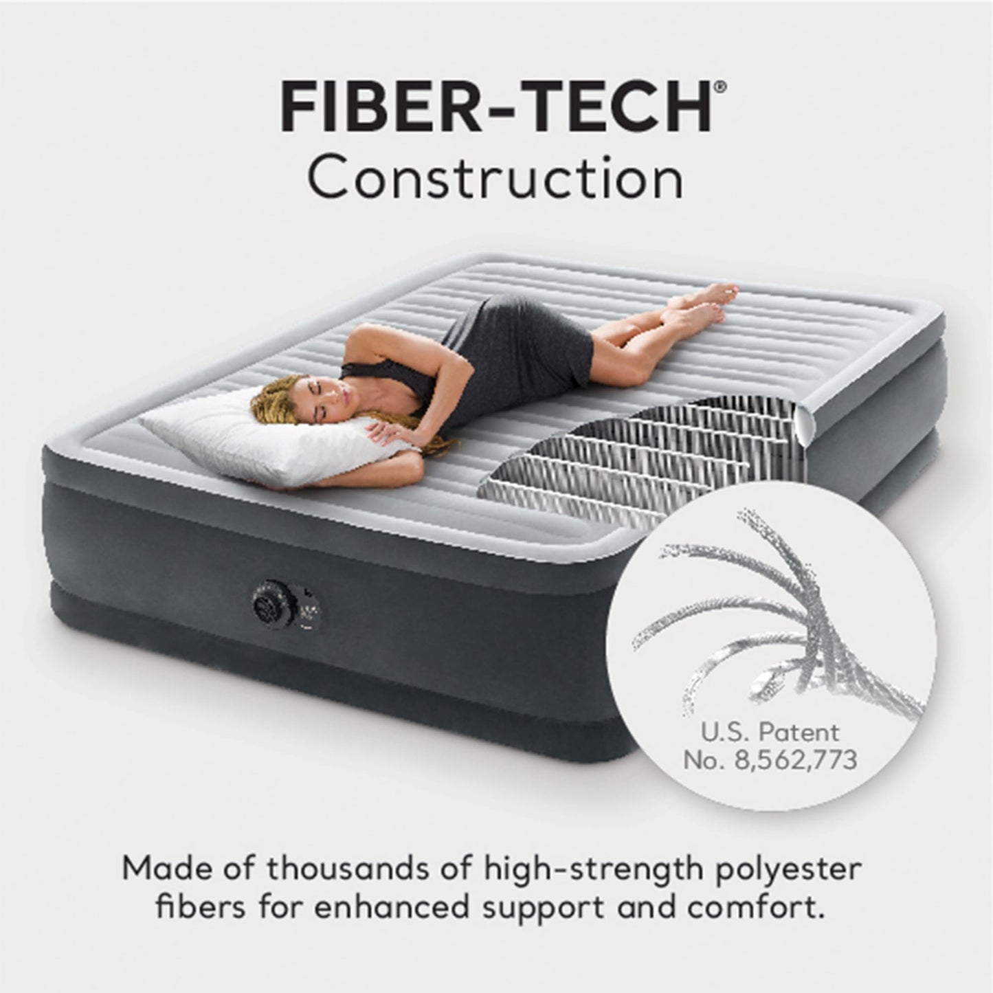 Intex 64417ED 22in Queen Dura-Beam Comfort Plush High-Rise Inflatable Air Mattress with Built in Pump for Travel and Camping, 600lb Weight Capacity