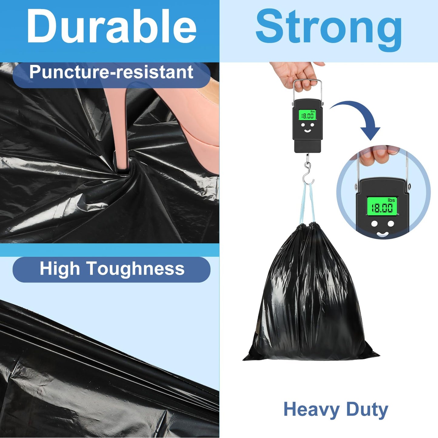 100 Portable Toilet Bags, Drawstring Biodegradable Camping Potty Bags 8 Gallon Waste Bags for 5-8 Gallon Bucket Toilet Adults Outdoor Camping Car
