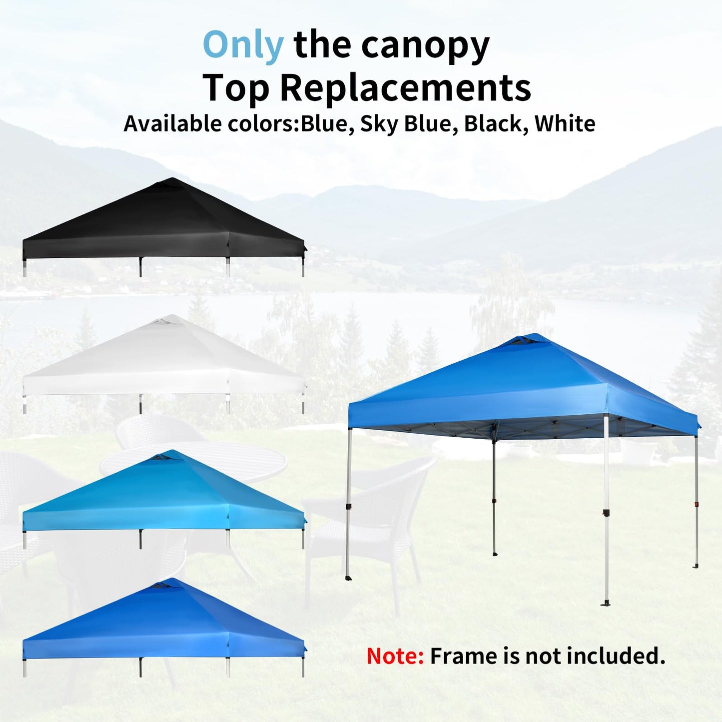 10x10 Canopy Replacement Top, Pop Up Tent with Air Vent for Straight Leg Frame, Waterproof with Windproof Ropes for Garden Patio Camping (Top Only) (White)