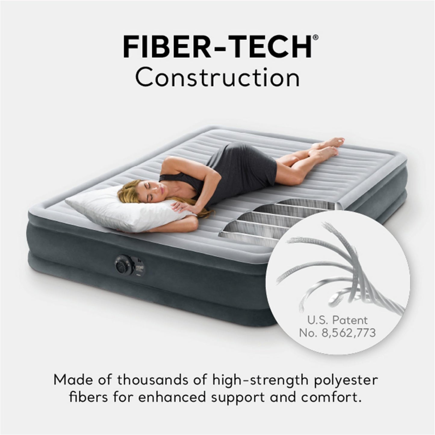 Intex 64417ED 22in Queen Dura-Beam Comfort Plush High-Rise Inflatable Air Mattress with Built in Pump for Travel and Camping, 600lb Weight Capacity