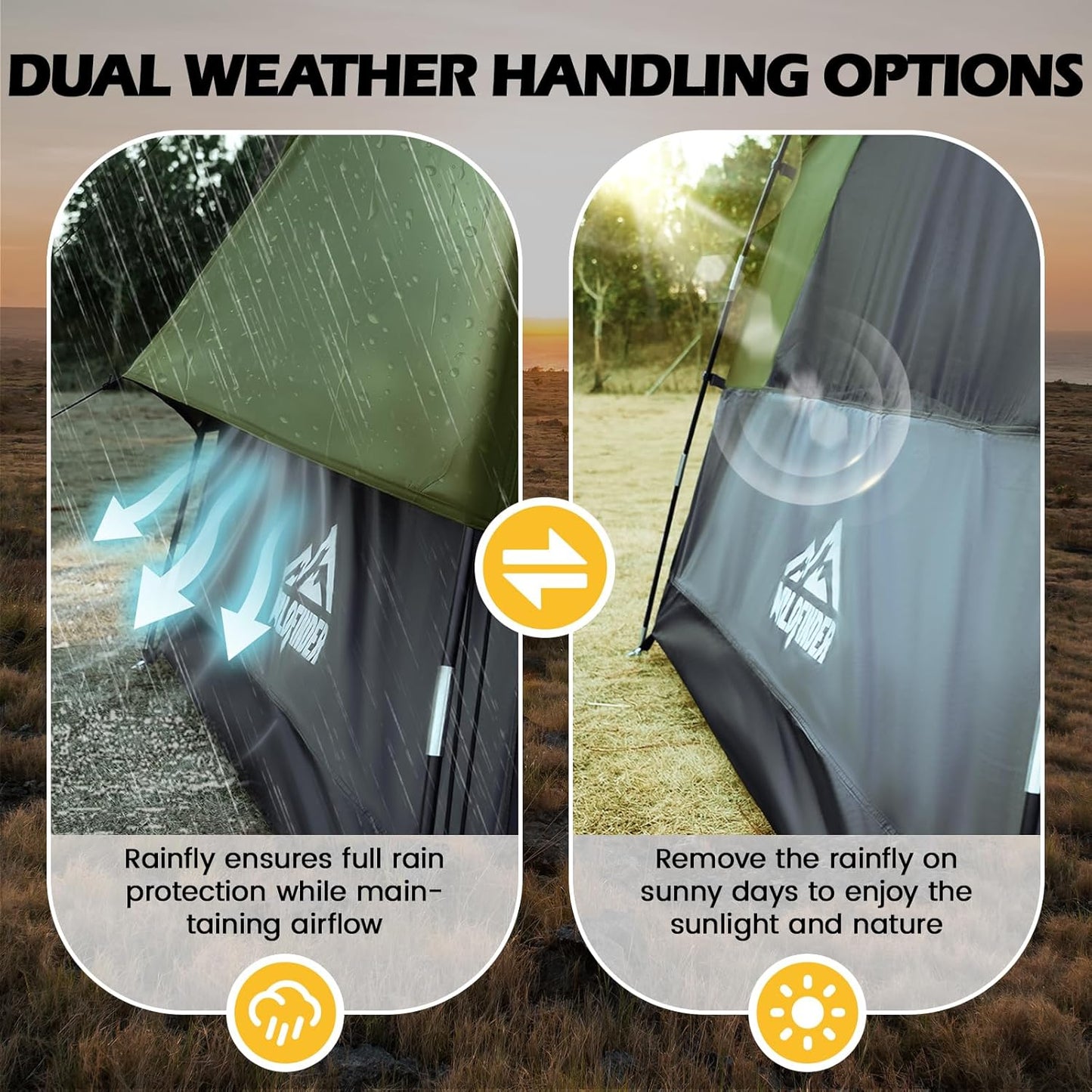 SUV Tent for Camping with Rainfly, Waterproof PU3000mm Double Layer Design, Car Tents for Camping SUV, SUV Tailgate Tent for Outdoor with Storage Bag, for SUV Van, Jeep, Pickup 8'W x 8'L x 7.2'H