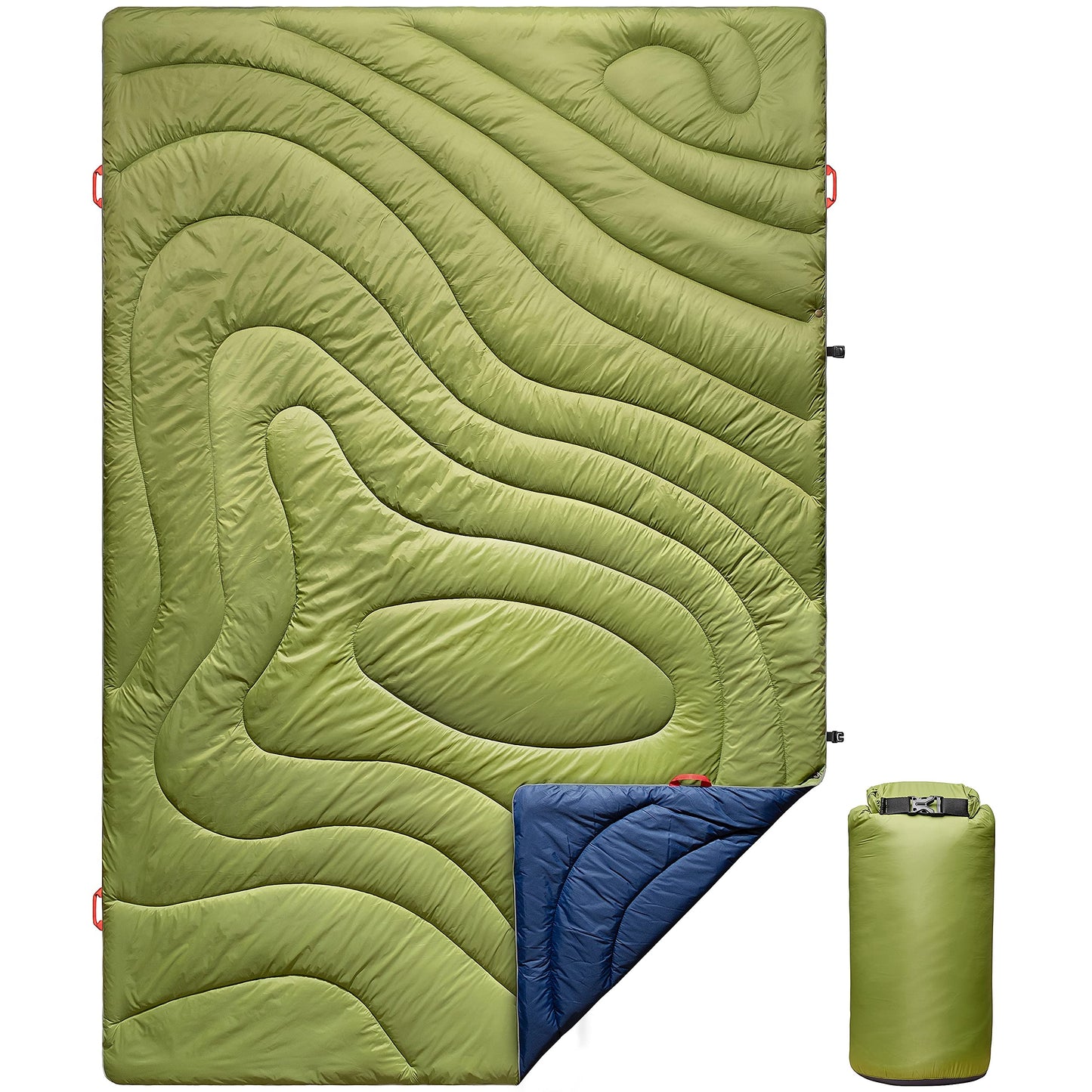 ECOSILK Outdoor Blanket Waterproof | XL Puffy Camping Blanket for Hiking Backpacking | Lightweight Packable Travel Cars Blanket w. Stuff Sack for Picnic Festival |55 X 79 in| Forest Camo…