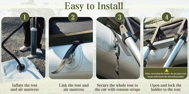 2-Person All-Weather Inflatable Rooftop Tent with Air Mattress