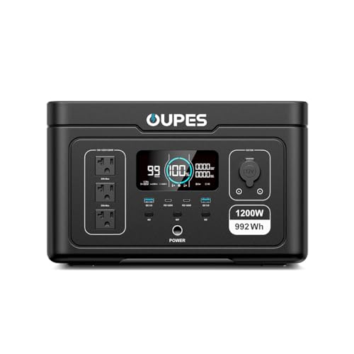 OUPES Exodus 1200 Portable Power Station 1200W, 992Wh Durable LFP Battery Solar Generator w/ 3 1200W AC Outlets (Peak 3600W), 140W USB-C, UPS, for Camping, RVing, Home Backup (Solar Panel Optional)