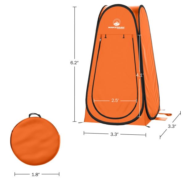 Pop Up Pod - Privacy Shower Tent, Dressing Room, or Portable Toilet Stall with Carry Bag for Camping, Beach, or Tailgate by Wakeman Outdoors (Black)