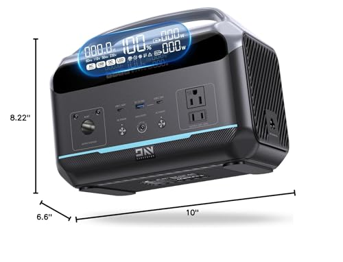 Portable Power Station, Outdoor 288Wh(90,000mAh) LiFePO4 Battery, 600W(1200W Surge) AC Outlets, 1.7H Fast Charging Solar Generator for Camping, RV Travel, Home Use（Solar Optional)