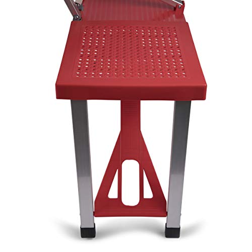 PICNIC TIME Portable Folding Picnic Table with Seats for 4, Collapsible Aluminum Table with Benches & Umbrella Hole, Lightweight Foldable Table for Camping, Travel, Backyard, Tailgating (Red)