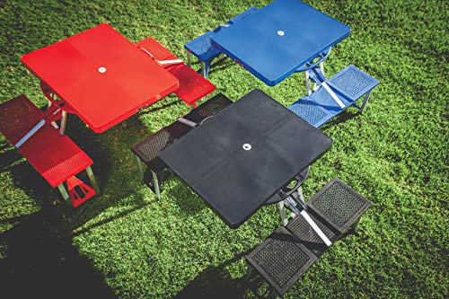 PICNIC TIME Portable Folding Picnic Table with Seats for 4, Collapsible Aluminum Table with Benches & Umbrella Hole, Lightweight Foldable Table for Camping, Travel, Backyard, Tailgating (Red)