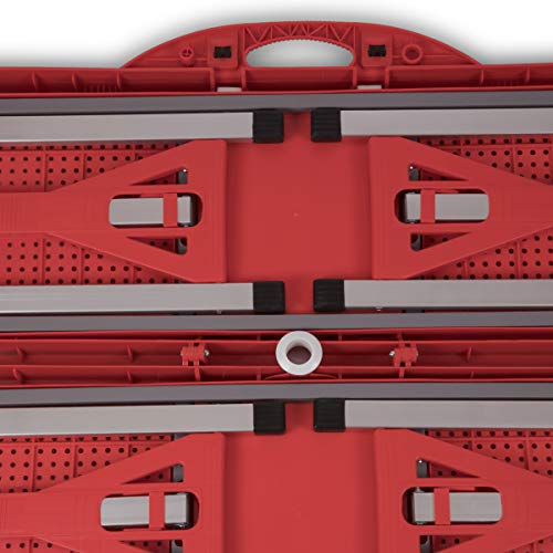 PICNIC TIME Portable Folding Picnic Table with Seats for 4, Collapsible Aluminum Table with Benches & Umbrella Hole, Lightweight Foldable Table for Camping, Travel, Backyard, Tailgating (Red)