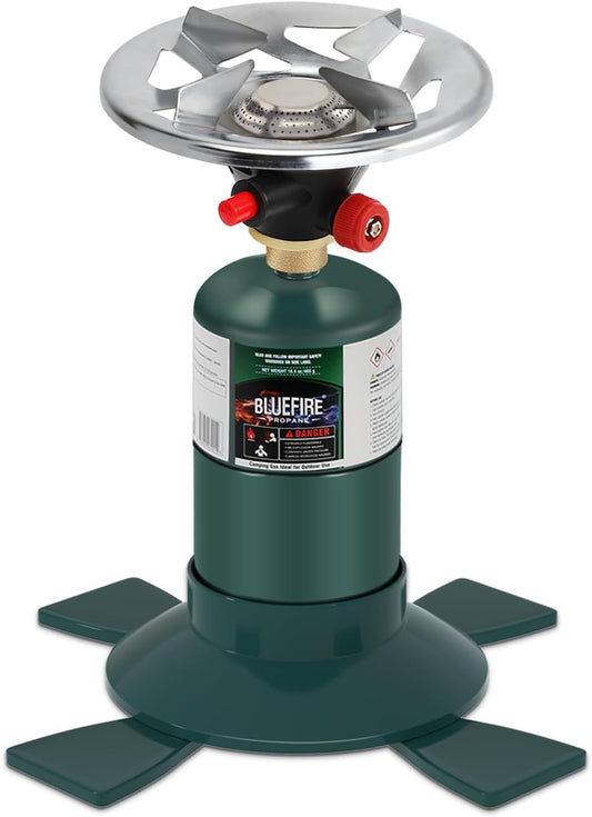 KOMAN Camping Stove Propane, Single Burner Propane Stove,Portable Stove,Propane Burner Camping with Button Starter,10000BTU Backpacking Stove for Outdoor Cooking, Hiking(Fuel not included)