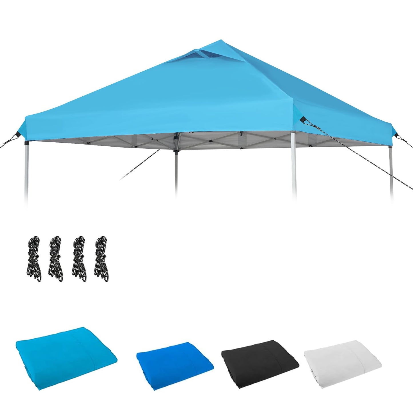 10x10 Canopy Replacement Top, Pop Up Tent with Air Vent for Straight Leg Frame, Waterproof with Windproof Ropes for Garden Patio Camping (Top Only) (White)