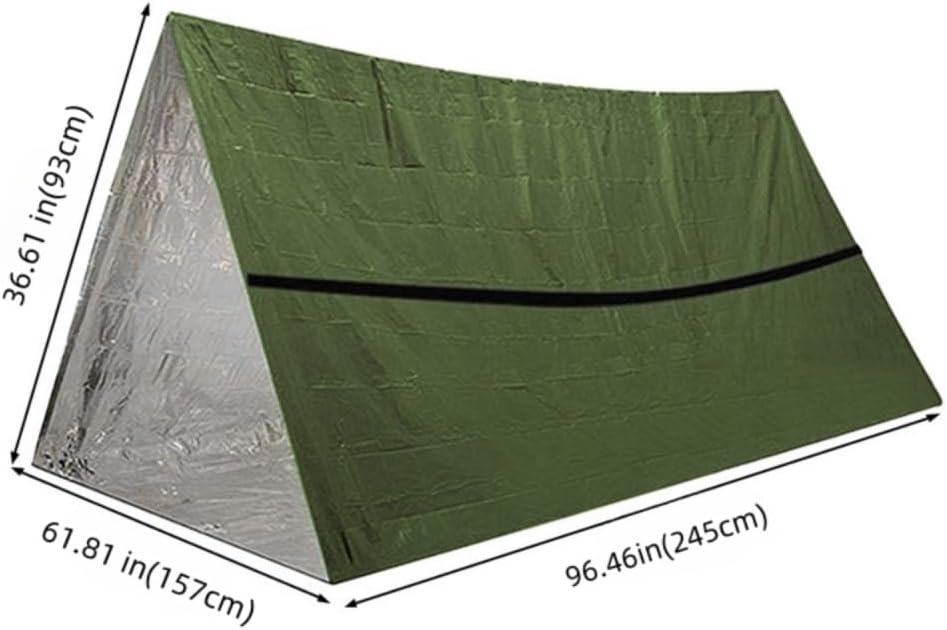 Emergency Survival Tent. 2-Person Tube Shelter Waterproof & Windproof Reusable Thermal Blanket Compact,Lightweight Includes SOS Whistle Perfect for Camping, Hiking, and Emergencies.