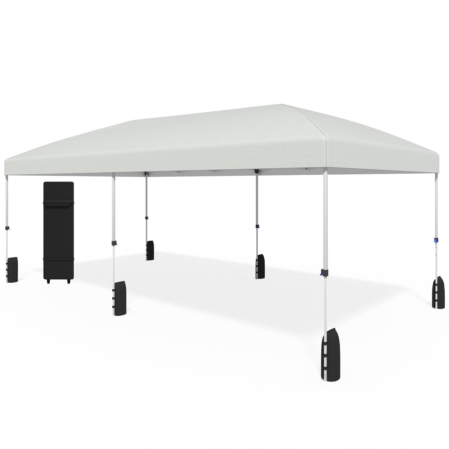 10x10 Pop Up Canopy - Instant Setup Beach Tent with Wheeled Carry Bag, 8 Sandbags & 4 Guy Lines - Portable Sun Shade for Camping, Events, Silver Coated Top, White