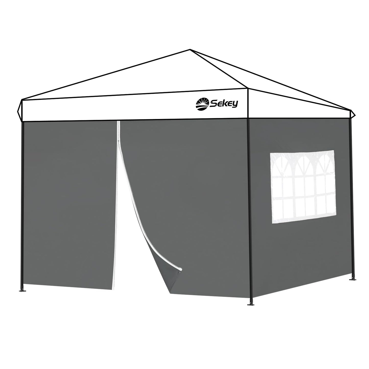 Sekey 10x10 Pop Up Canopy with 4 Sidewalls, One Push Setup Instant Outdoor Gazebo, Instant Easy Up Canopy with UPF50+ Top, 4 Weight Bags for Events, Beach, Patio, Camping