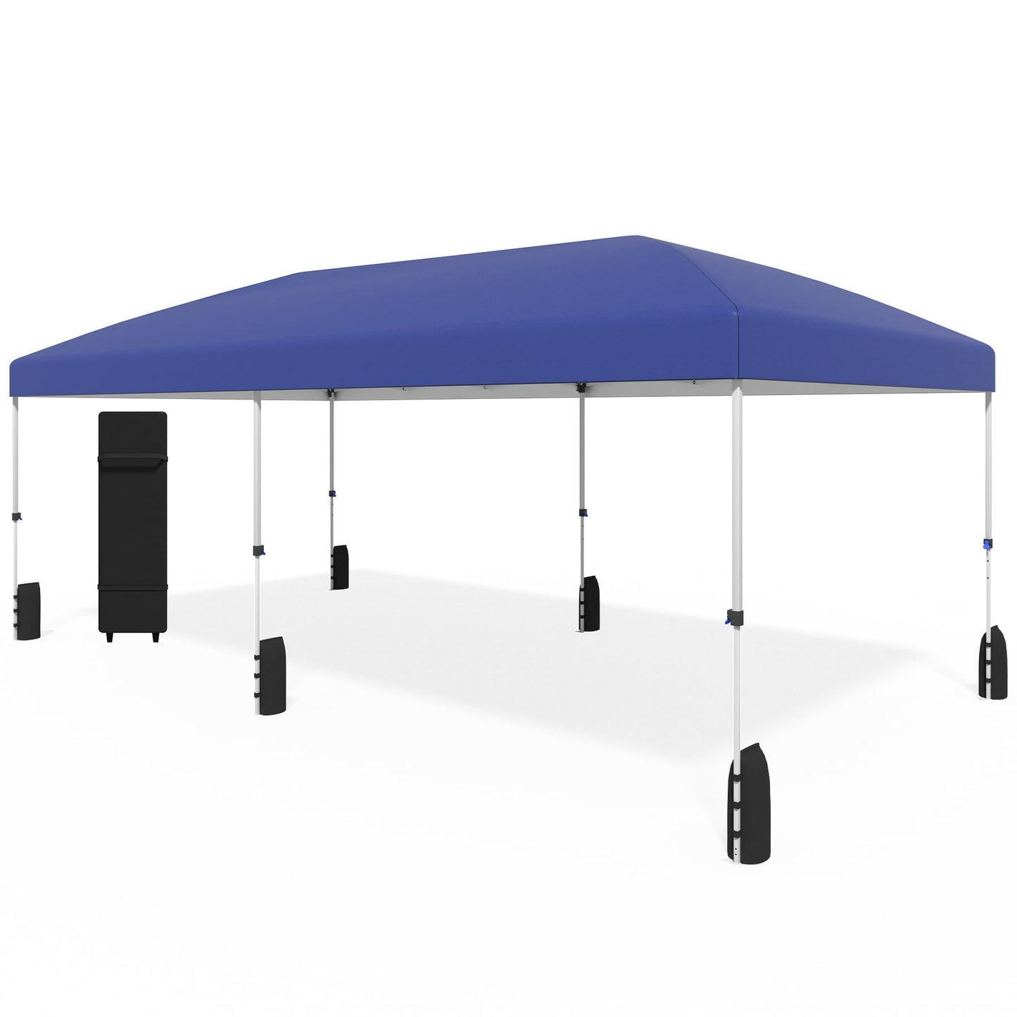 10x10 Pop Up Canopy - Instant Setup Beach Tent with Wheeled Carry Bag, 8 Sandbags & 4 Guy Lines - Portable Sun Shade for Camping, Events, Silver Coated Top, White