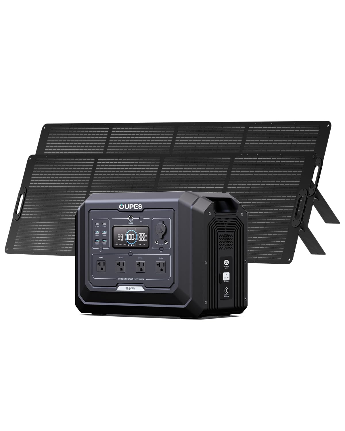 OUPES Mega 1 Portable Power Station, 1024Wh LiFePO4 Battery w/ 4 2000W AC Outlets & 140W USB-C, Expandable to 5kWh, Solar Generator for Home Backup Power, Camping & Road Trips (Solar Panel Optional)