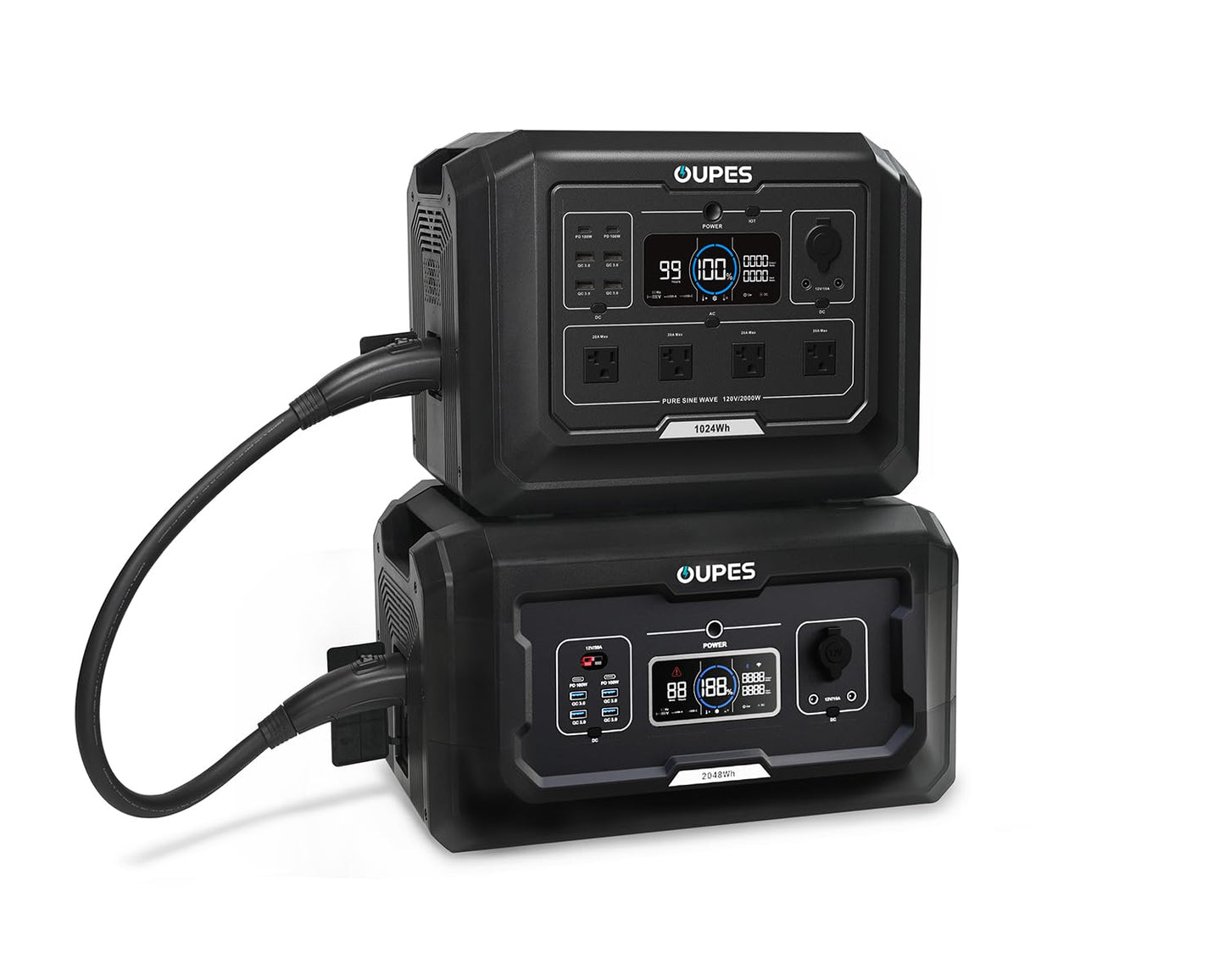OUPES Mega 1 Portable Power Station, 1024Wh LiFePO4 Battery w/ 4 2000W AC Outlets & 140W USB-C, Expandable to 5kWh, Solar Generator for Home Backup Power, Camping & Road Trips (Solar Panel Optional)
