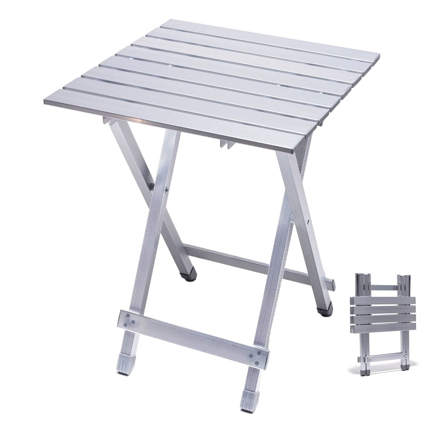 SUNNYFEEL Folding Camping Table - Lightweight Aluminum Portable Picnic Table, 18.5x18.5x24.5 Inch for Cooking, Beach, Hiking, Travel, Fishing, BBQ, Indoor Outdoor Small Foldable Camp Tables