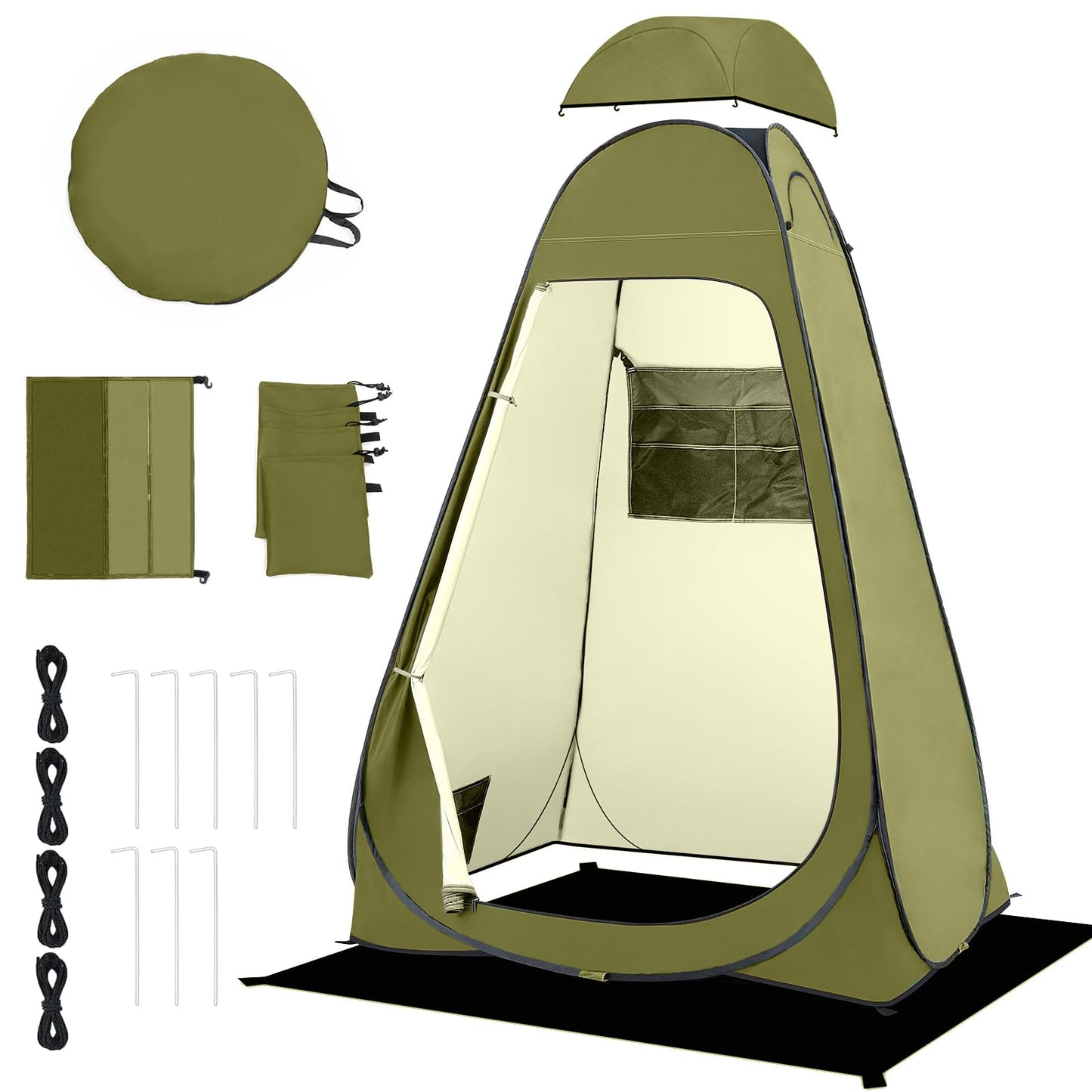 BRIAN & DANY Pop Up Shower Tent, Portable Privacy Camping Changing Tent, Camp Toilet Bathroom Pod with Rain Shelter & Windows, UPF 50+ & Waterproof, 47.2" x 47.2" x 74.8"