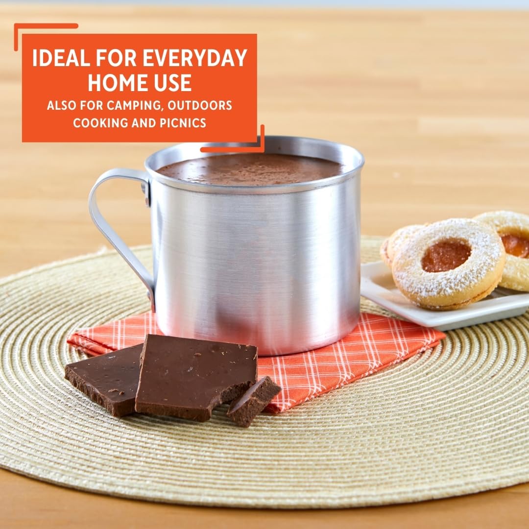 IMUSA USA Aluminum Mug for Stovetop Use or Camping 1.25-Quart, Silver