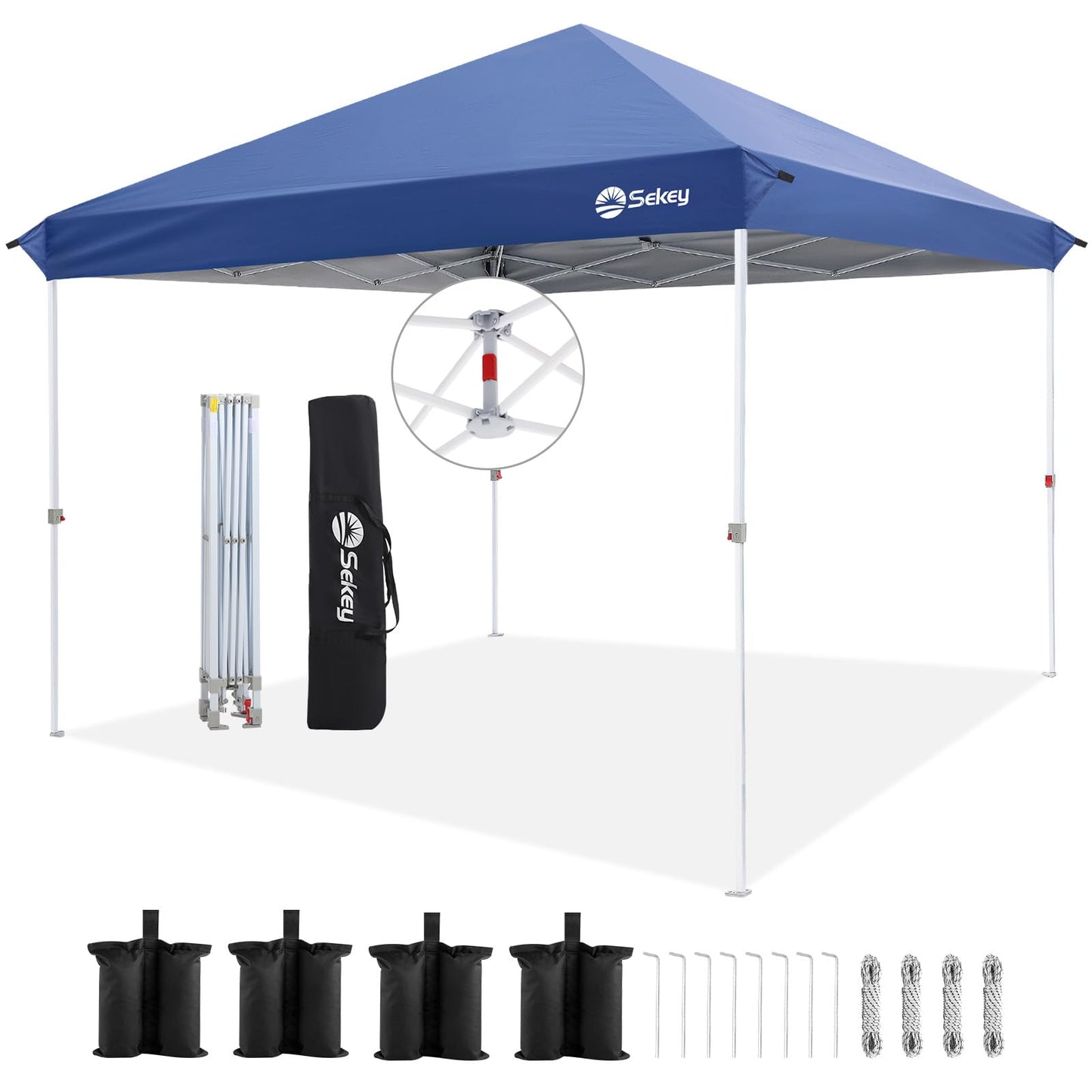 Sekey 10x10 Pop Up Canopy with 4 Sidewalls, One Push Setup Instant Outdoor Gazebo, Instant Easy Up Canopy with UPF50+ Top, 4 Weight Bags for Events, Beach, Patio, Camping