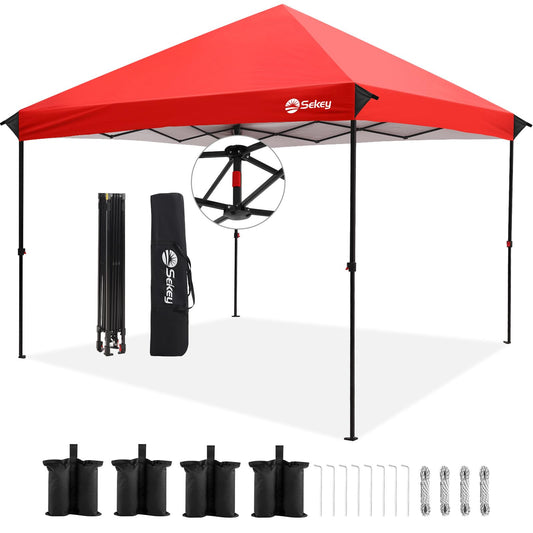 Sekey 10x10 Pop Up Canopy with 4 Sidewalls, One Push Setup Instant Outdoor Gazebo, Instant Easy Up Canopy with UPF50+ Top, 4 Weight Bags for Events, Beach, Patio, Camping
