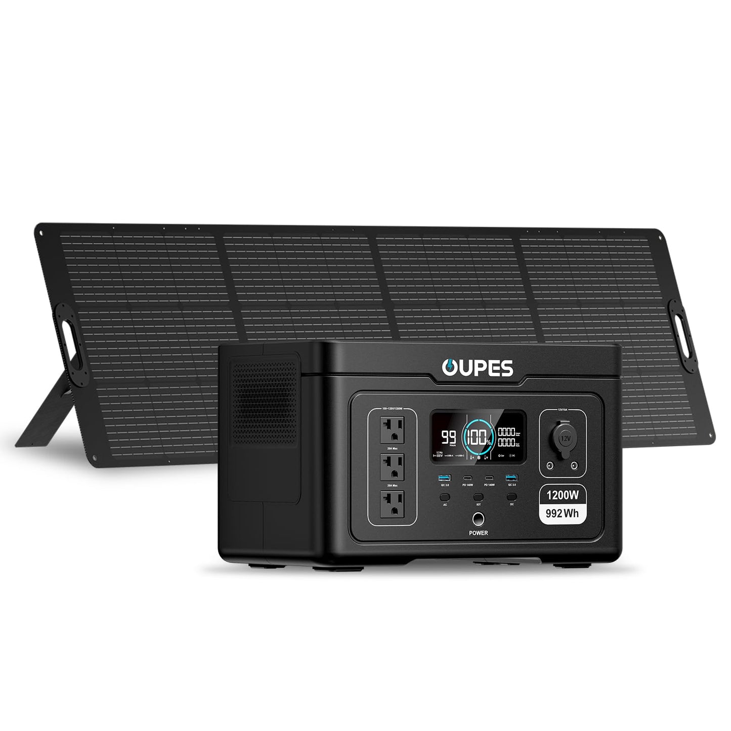 OUPES Exodus 1200 Portable Power Station 1200W, 992Wh Durable LFP Battery Solar Generator w/ 3 1200W AC Outlets (Peak 3600W), 140W USB-C, UPS, for Camping, RVing, Home Backup (Solar Panel Optional)