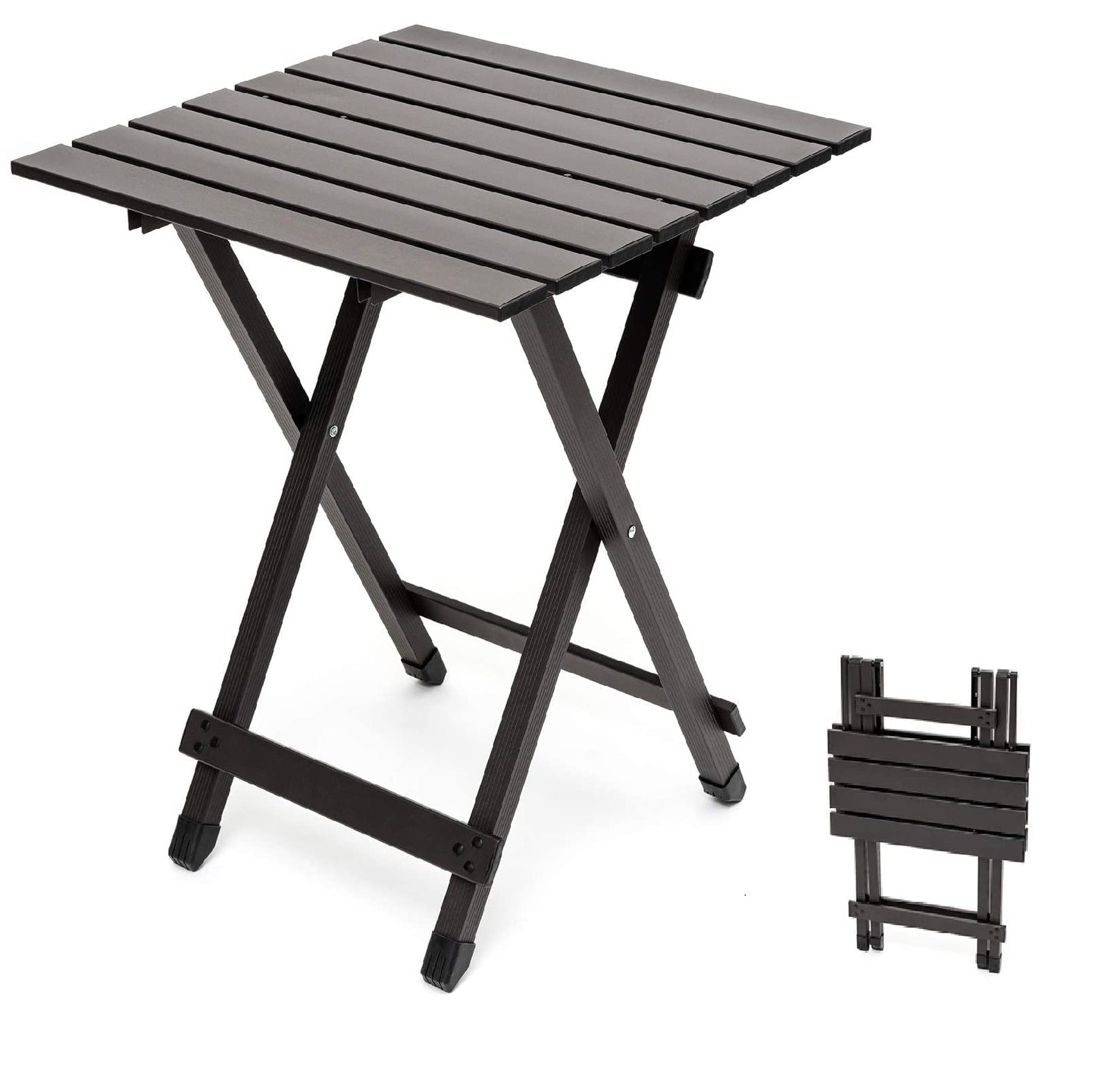 SUNNYFEEL Folding Camping Table - Lightweight Aluminum Portable Picnic Table, 18.5x18.5x24.5 Inch for Cooking, Beach, Hiking, Travel, Fishing, BBQ, Indoor Outdoor Small Foldable Camp Tables