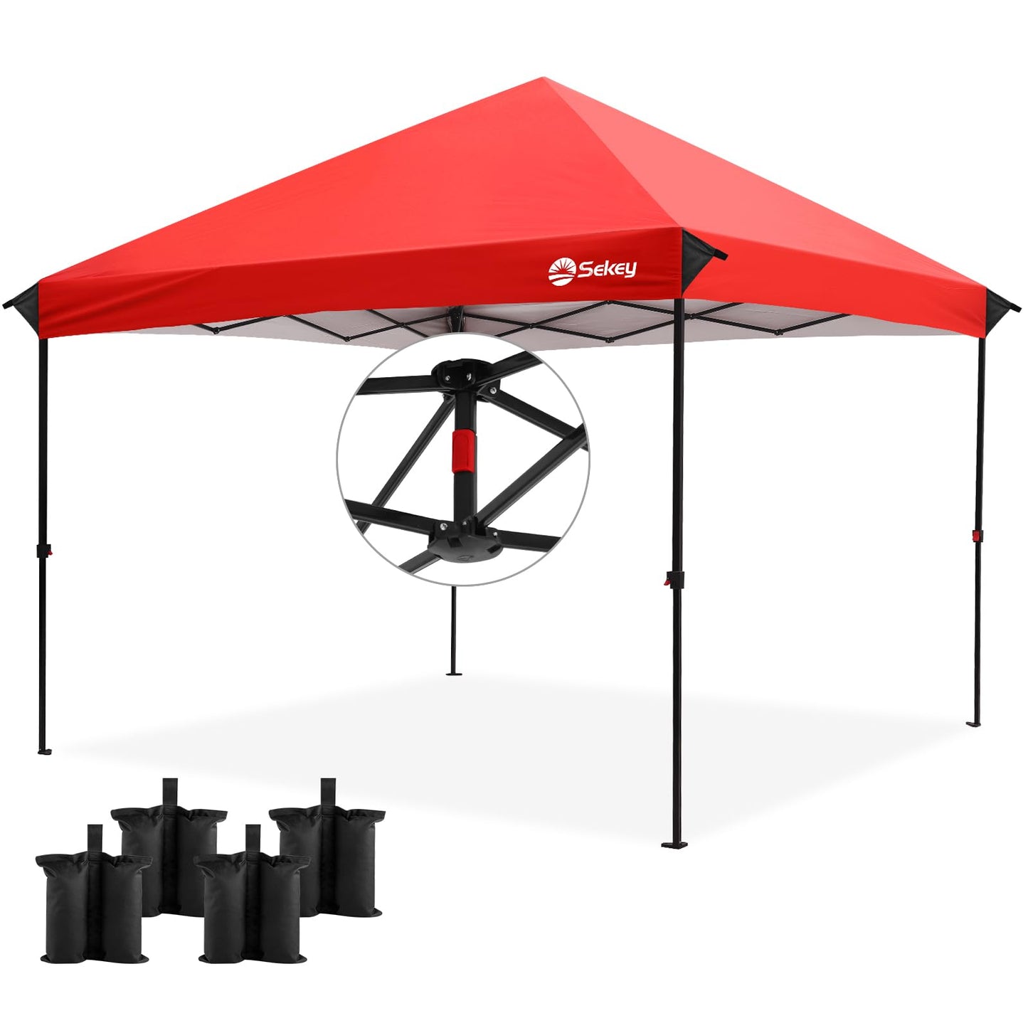 Sekey 10x10 Pop Up Canopy with 4 Sidewalls, One Push Setup Instant Outdoor Gazebo, Instant Easy Up Canopy with UPF50+ Top, 4 Weight Bags for Events, Beach, Patio, Camping