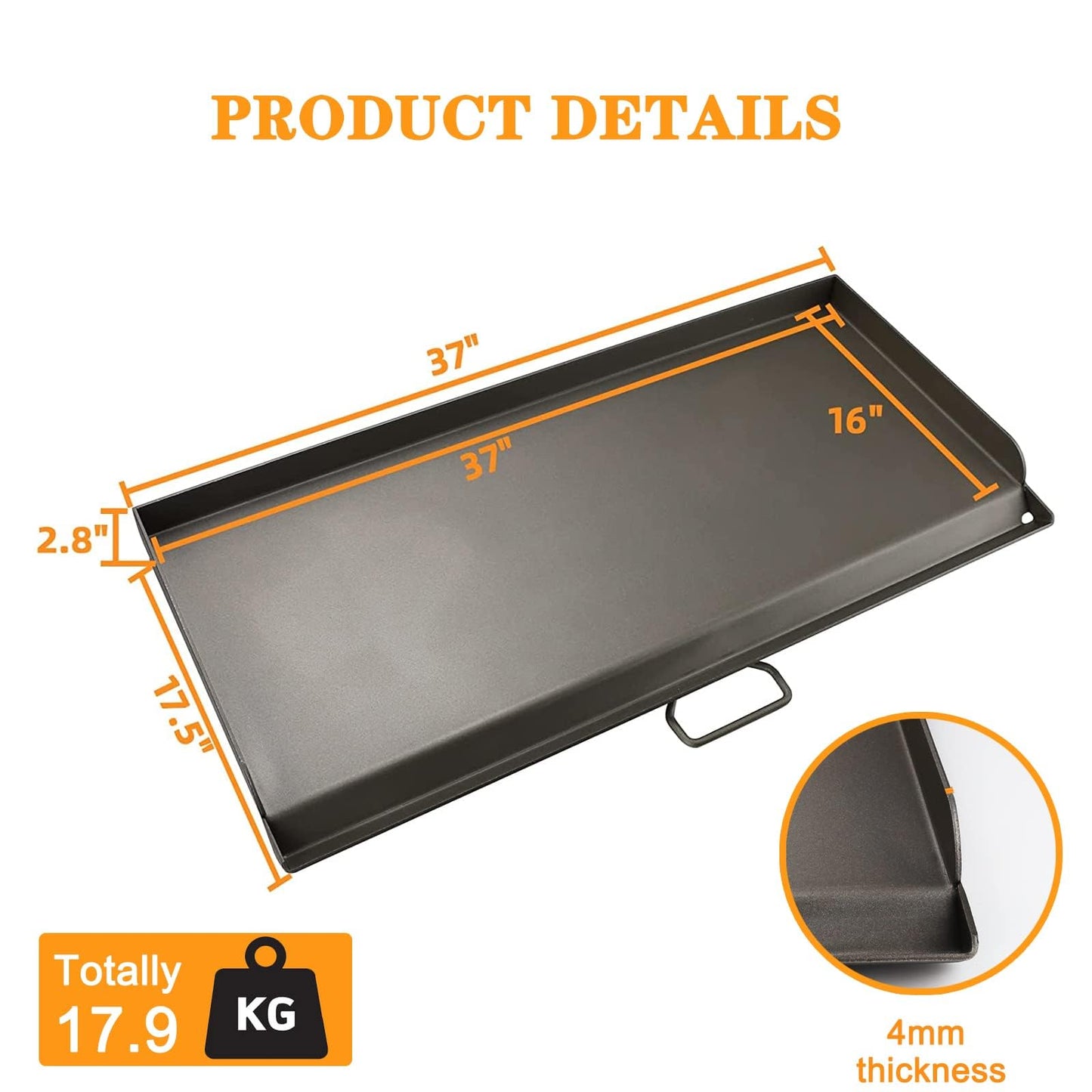 Uniflasy Fry Griddle for Camp Chef Stove, 14" x16" Flat Top Gas Grill Griddle for Camp Chef EX60LW EX60P EX60FP EX60B EX280LW DB60D YK60LW EX90LW SB30D, Professional Griddle Flat Top Plate