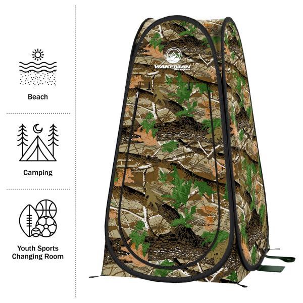 Pop Up Pod - Privacy Shower Tent, Dressing Room, or Portable Toilet Stall with Carry Bag for Camping, Beach, or Tailgate by Wakeman Outdoors (Black)