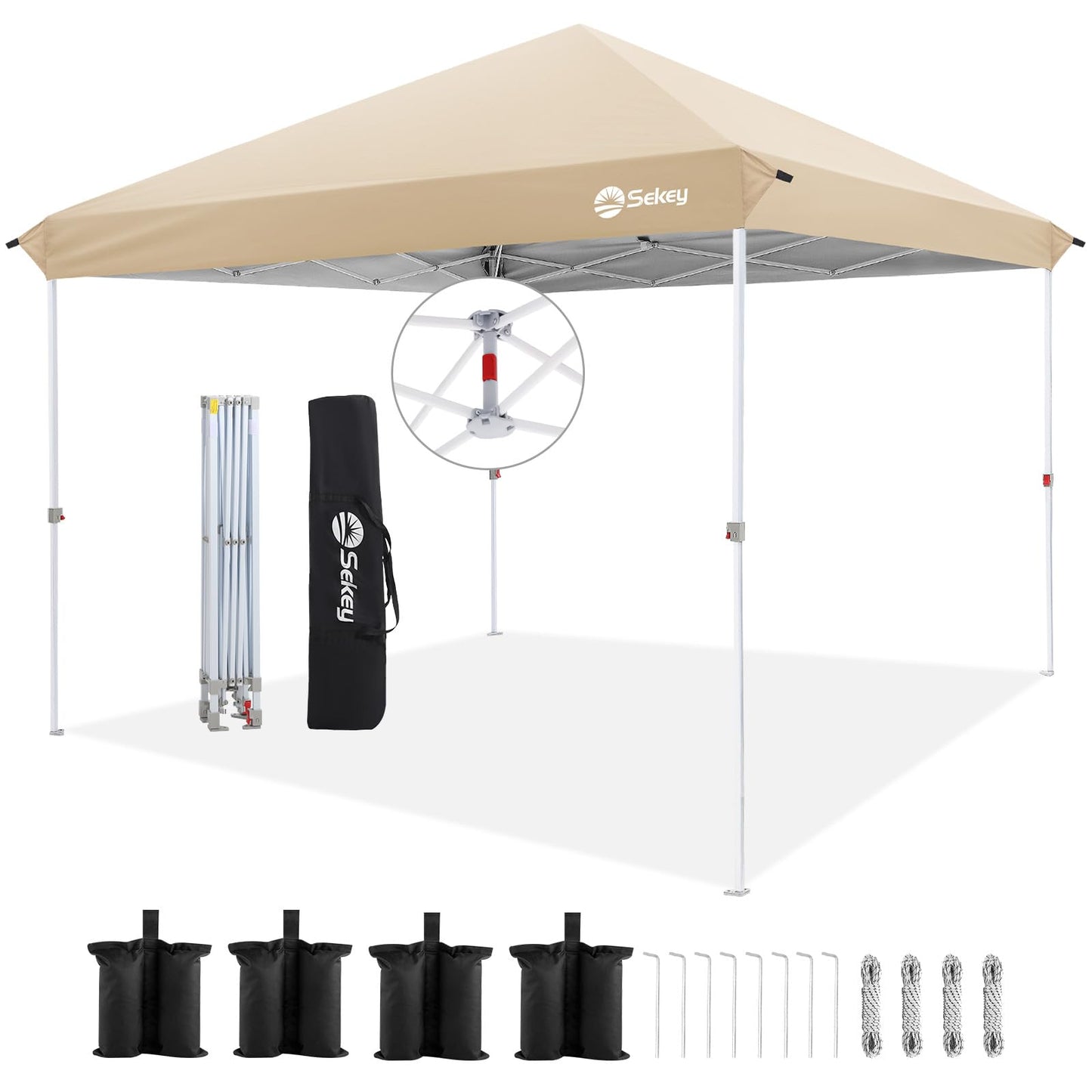 Sekey 10x10 Pop Up Canopy with 4 Sidewalls, One Push Setup Instant Outdoor Gazebo, Instant Easy Up Canopy with UPF50+ Top, 4 Weight Bags for Events, Beach, Patio, Camping