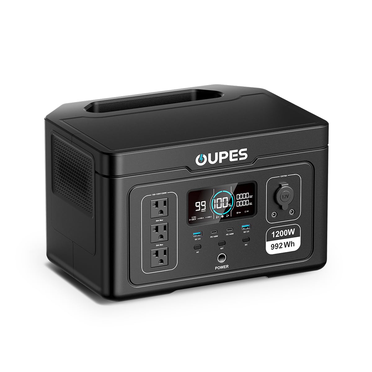 OUPES Exodus 1200 Portable Power Station 1200W, 992Wh Durable LFP Battery Solar Generator w/ 3 1200W AC Outlets (Peak 3600W), 140W USB-C, UPS, for Camping, RVing, Home Backup (Solar Panel Optional)