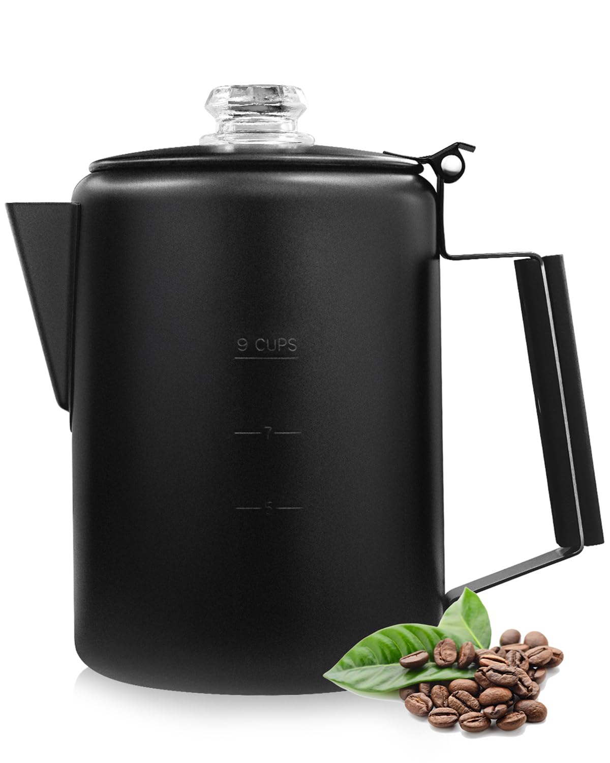 MEREZA Camping Coffee Pot Stovetop Coffee Maker Percolator Campfire Coffee Pot Stainless Steel Coffee Pot Camping Outdoors Home 9 Cup No Aluminum & Plastic Fast Brew