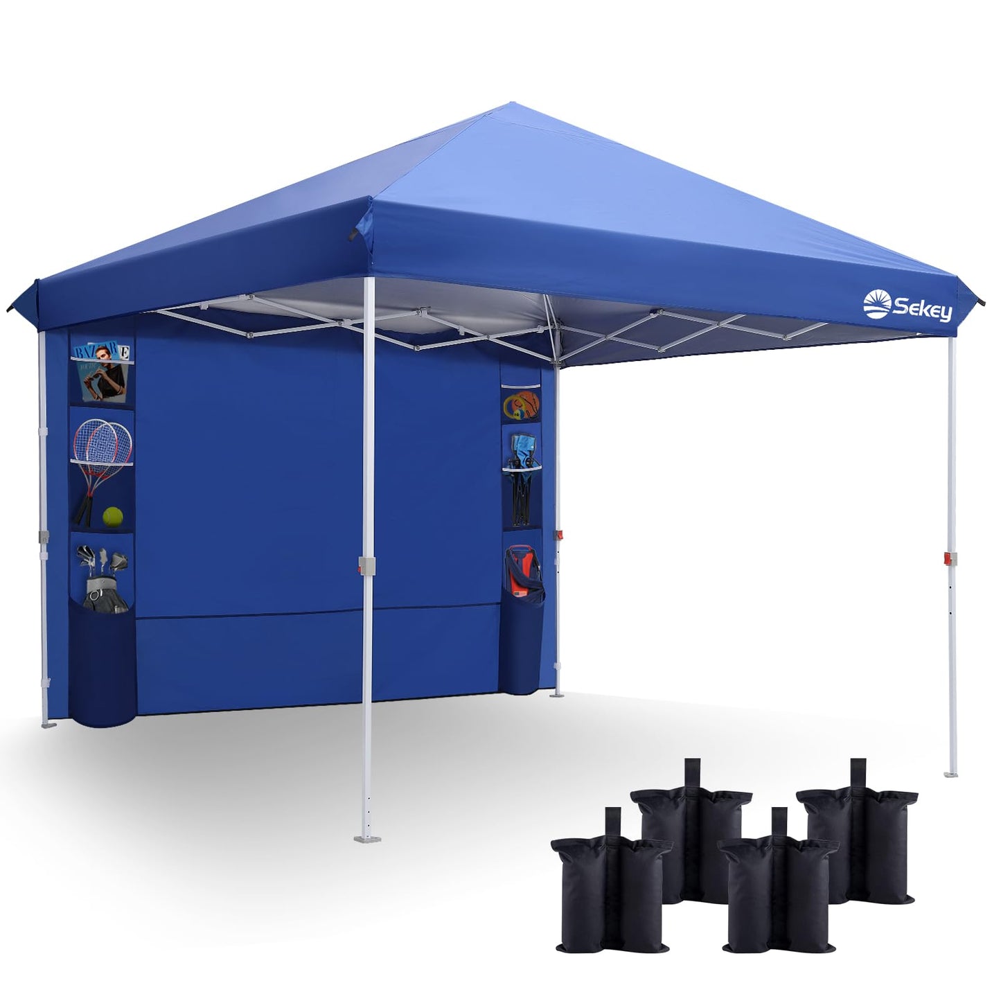 Sekey 10x10 Pop Up Canopy with 4 Sidewalls, One Push Setup Instant Outdoor Gazebo, Instant Easy Up Canopy with UPF50+ Top, 4 Weight Bags for Events, Beach, Patio, Camping