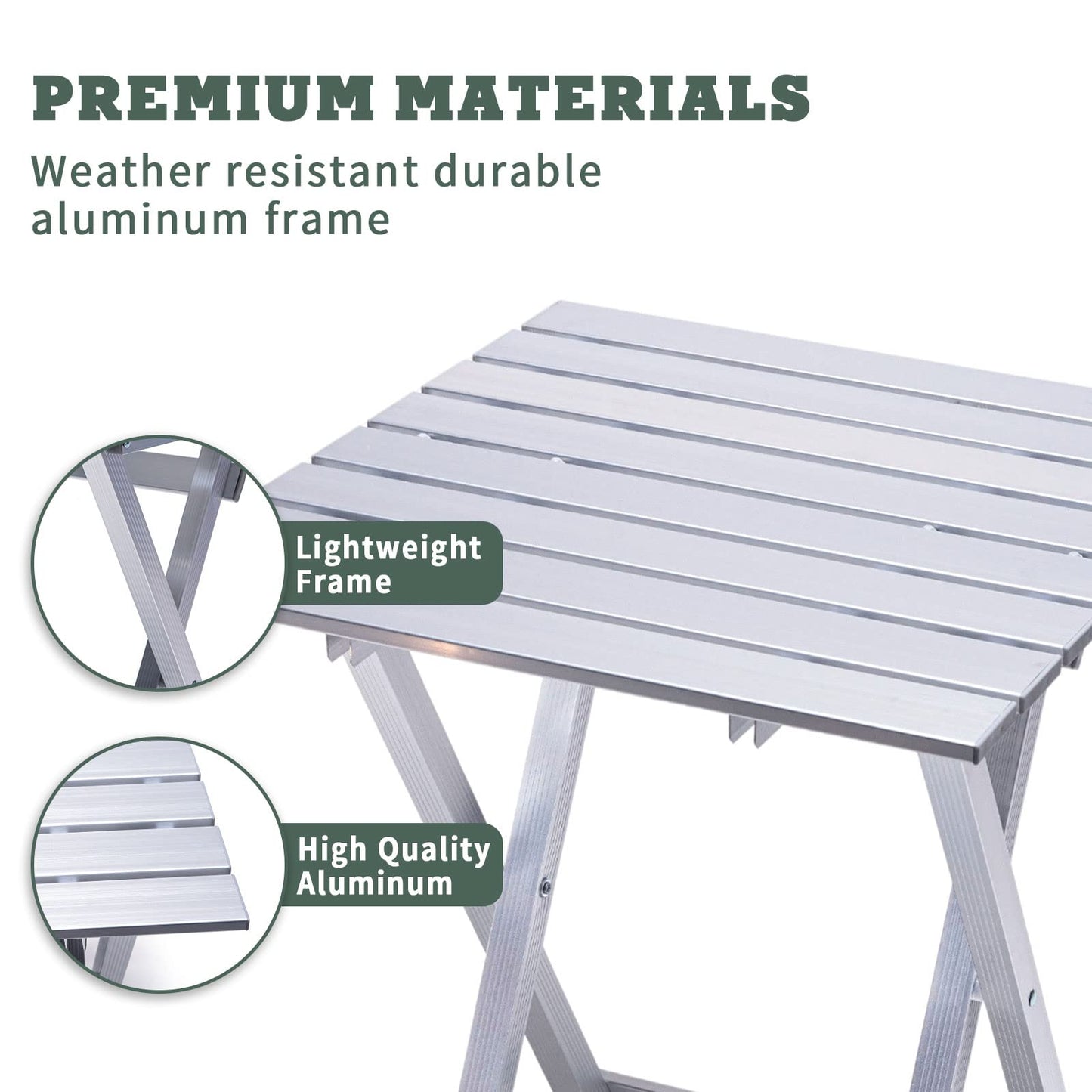 SUNNYFEEL Folding Camping Table - Lightweight Aluminum Portable Picnic Table, 18.5x18.5x24.5 Inch for Cooking, Beach, Hiking, Travel, Fishing, BBQ, Indoor Outdoor Small Foldable Camp Tables