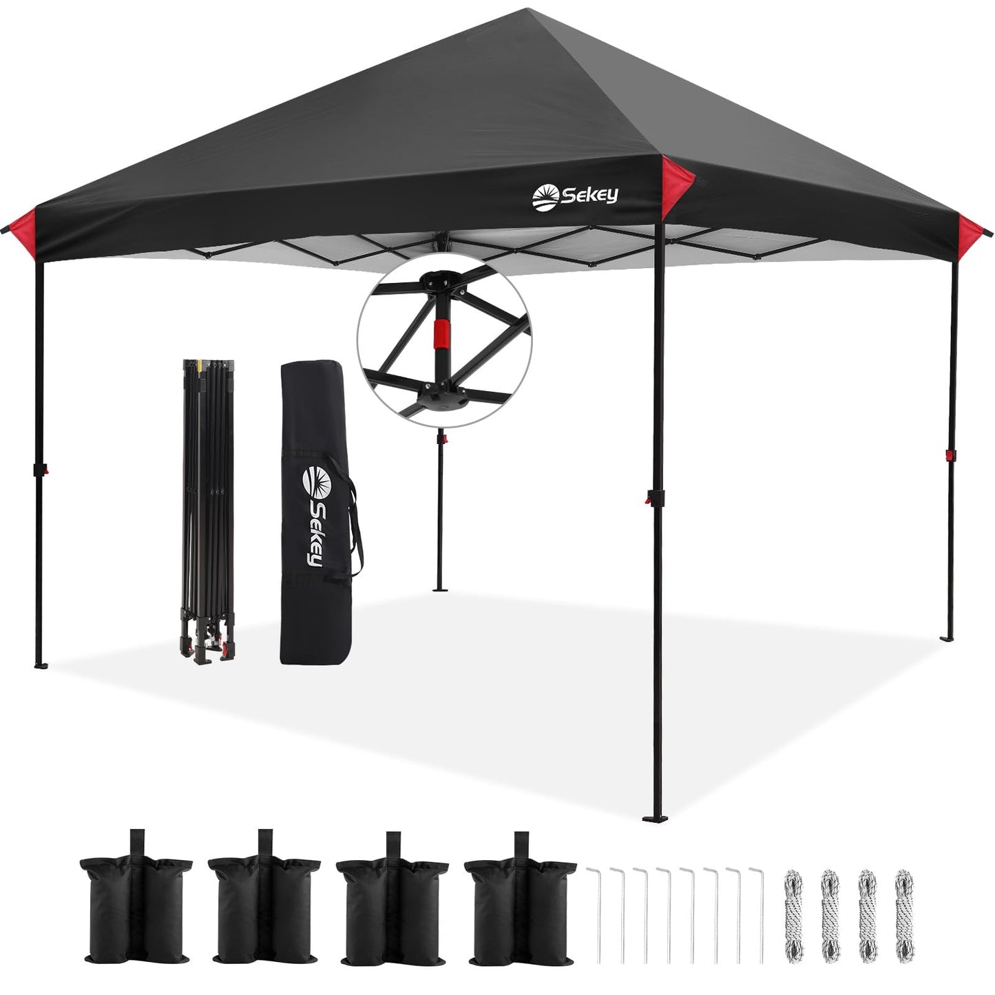 Sekey 10x10 Pop Up Canopy with 4 Sidewalls, One Push Setup Instant Outdoor Gazebo, Instant Easy Up Canopy with UPF50+ Top, 4 Weight Bags for Events, Beach, Patio, Camping