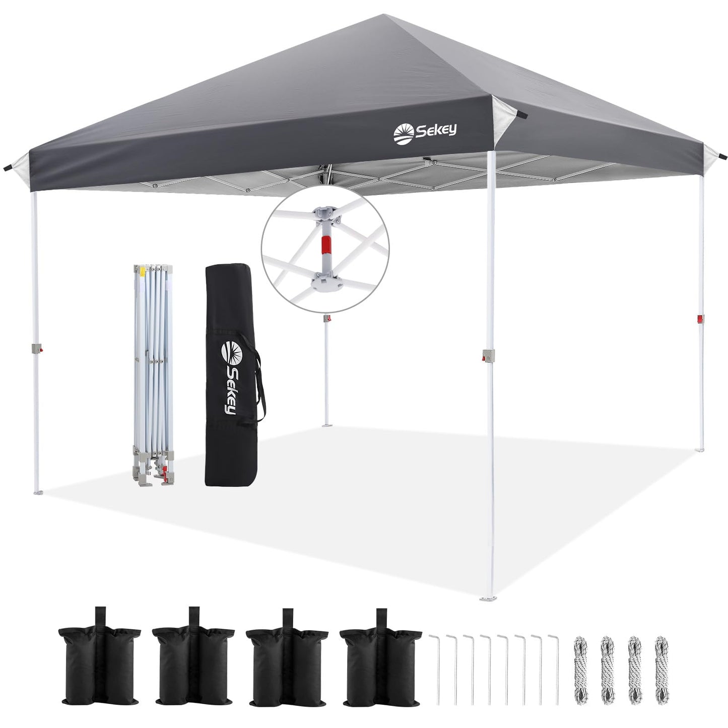 Sekey 10x10 Pop Up Canopy with 4 Sidewalls, One Push Setup Instant Outdoor Gazebo, Instant Easy Up Canopy with UPF50+ Top, 4 Weight Bags for Events, Beach, Patio, Camping