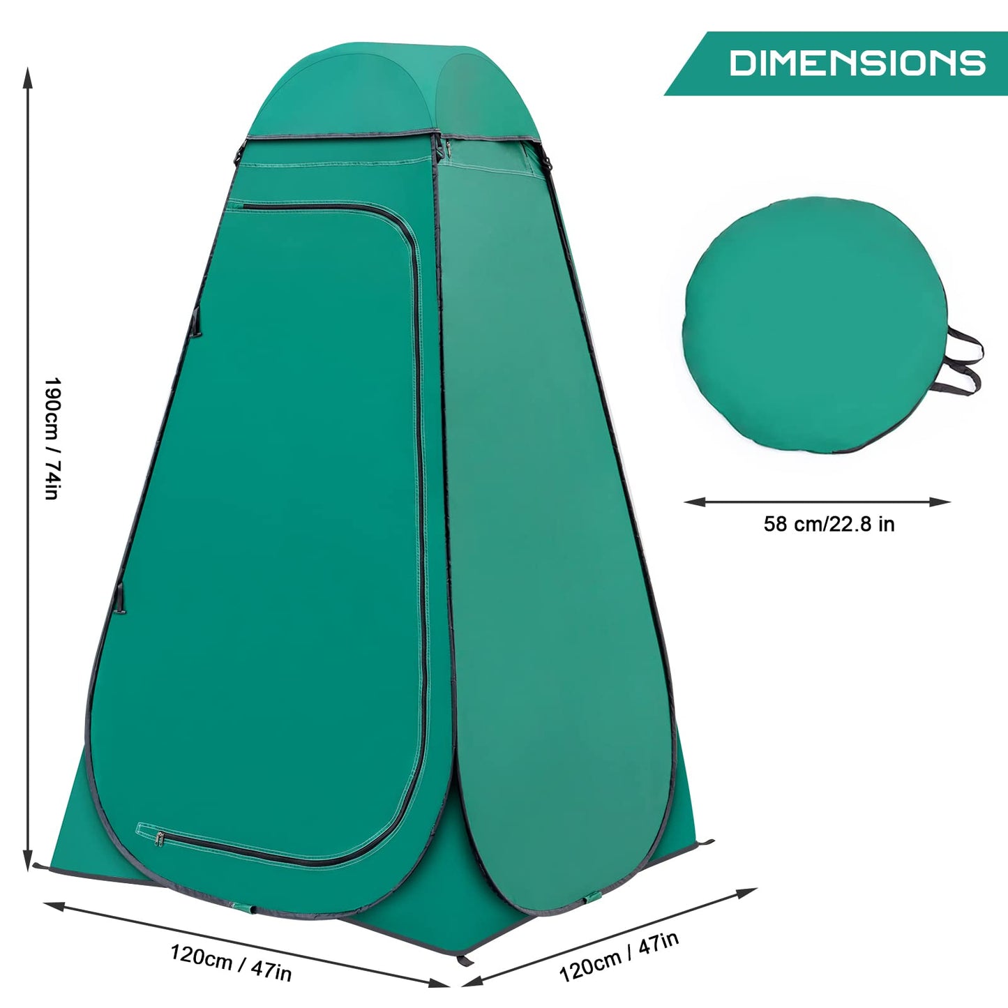 BRIAN & DANY Pop Up Shower Tent, Portable Privacy Camping Changing Tent, Camp Toilet Bathroom Pod with Rain Shelter & Windows, UPF 50+ & Waterproof, 47.2" x 47.2" x 74.8"