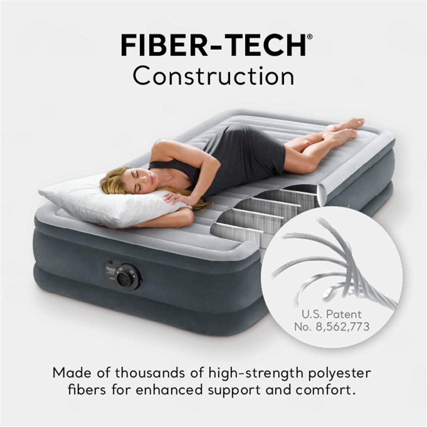 Intex 64417ED 22in Queen Dura-Beam Comfort Plush High-Rise Inflatable Air Mattress with Built in Pump for Travel and Camping, 600lb Weight Capacity