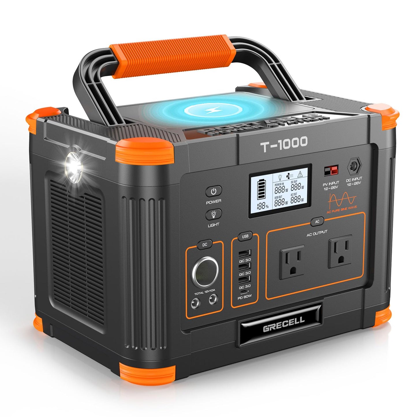 GRECELL 300W Portable Power Station 230.88Wh Solar Generator with USBC PD 60W, 110V Outlet Perfect for Camping, Outdoor Trips, Home Backup & Travel