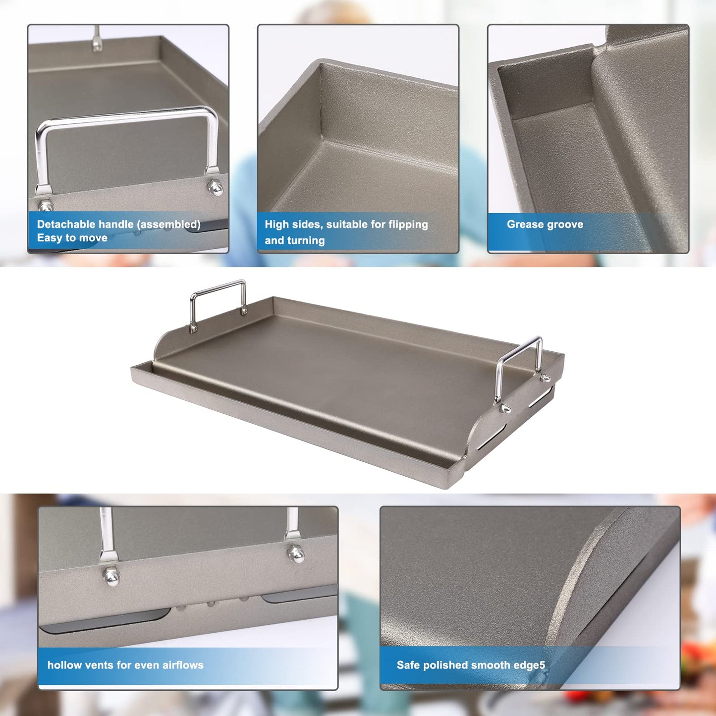 Uniflasy Fry Griddle for Camp Chef Stove, 14" x16" Flat Top Gas Grill Griddle for Camp Chef EX60LW EX60P EX60FP EX60B EX280LW DB60D YK60LW EX90LW SB30D, Professional Griddle Flat Top Plate