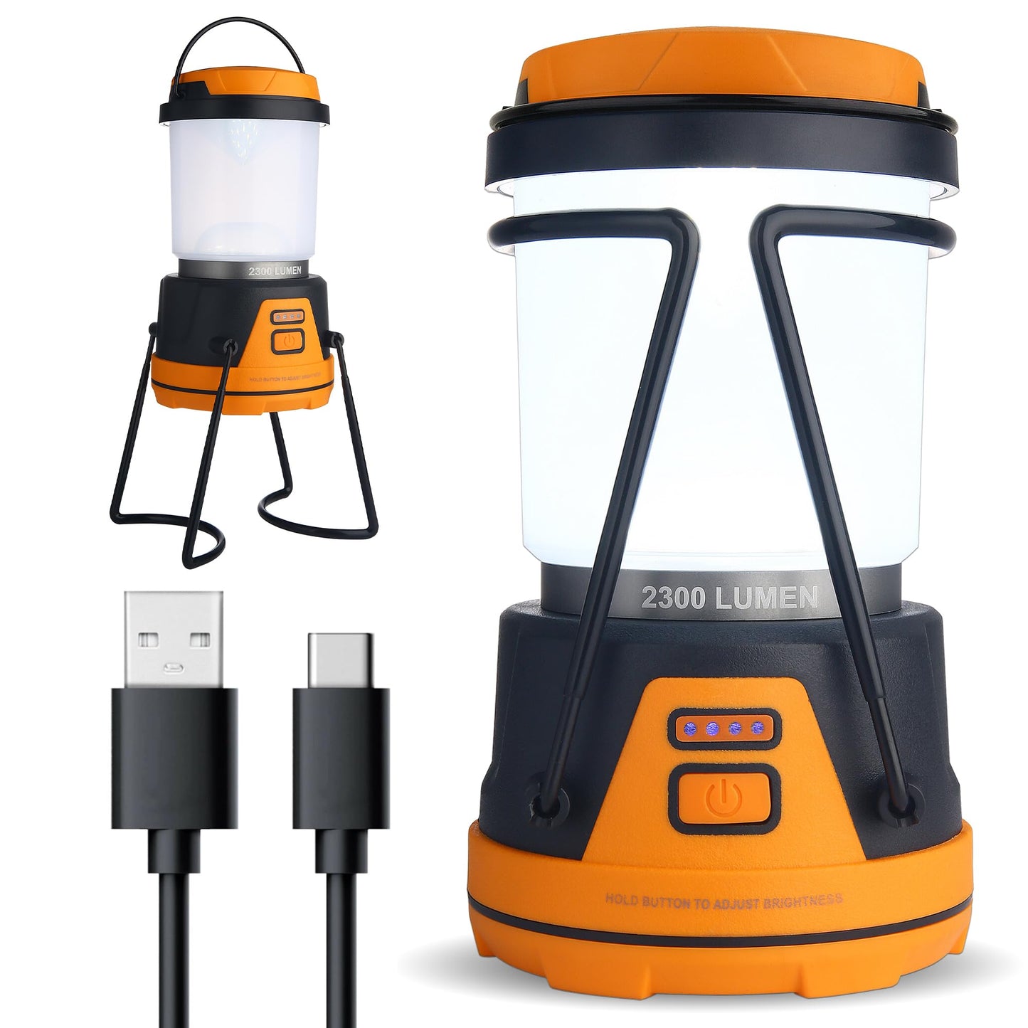 Rechargeable LED Camping Lantern - Power Outages, Hurricanes, Emergency, Hiking, Outdoor - Bright Battery Powered Electric Survival Light with Built-in Power Bank- Portable and Waterproof Camp Lantern