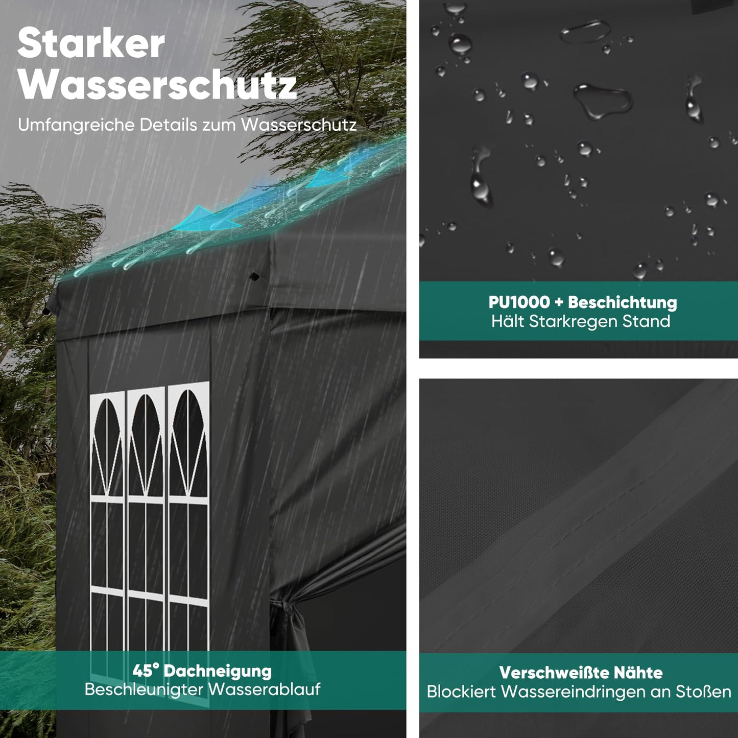 Sekey 10x10 Pop Up Canopy with 4 Sidewalls, One Push Setup Instant Outdoor Gazebo, Instant Easy Up Canopy with UPF50+ Top, 4 Weight Bags for Events, Beach, Patio, Camping